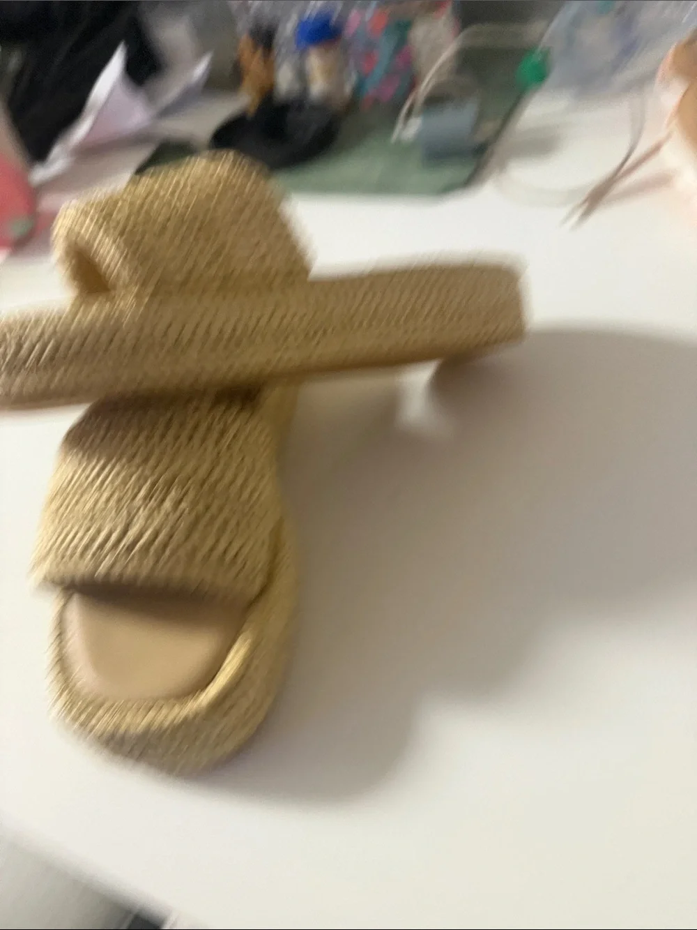 Woven Slide Sandals in Natural Straw by COVER
